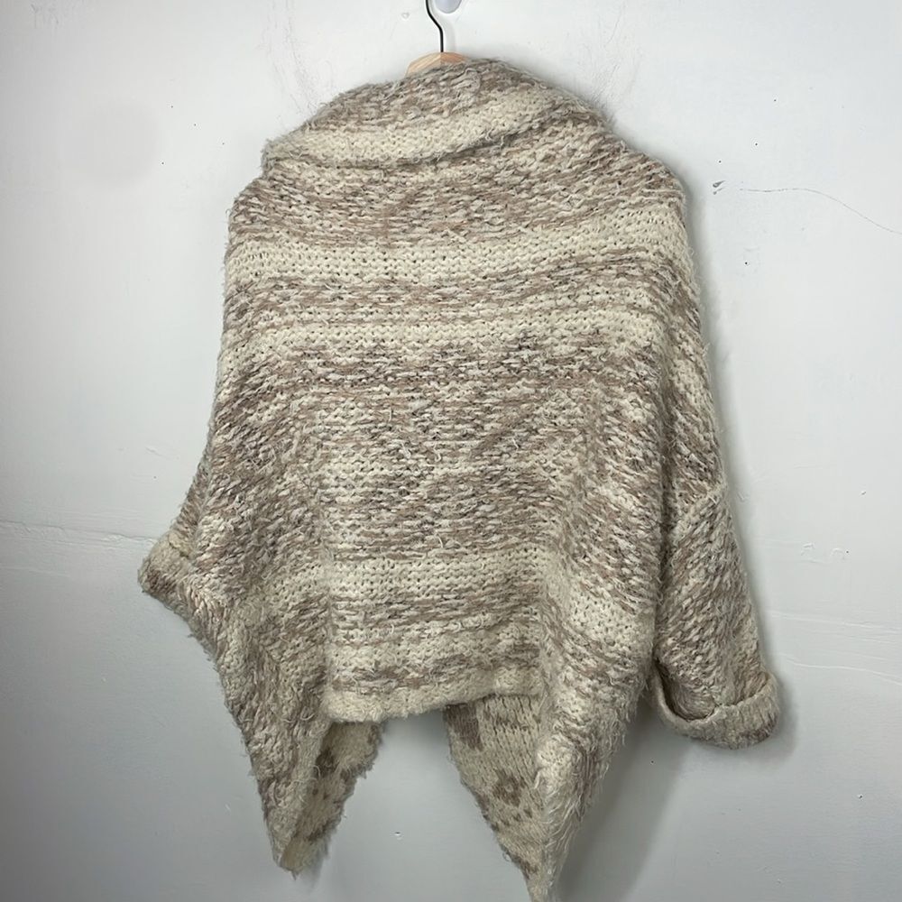 Sleeping On Snow Sweater Womens Beige Cardigan Open Asymmetrical Flowy XS - Picture 7 of 14